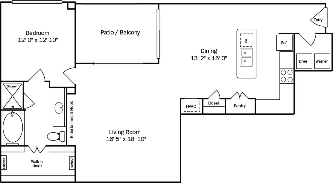 Floor plan layout diagram for 1R